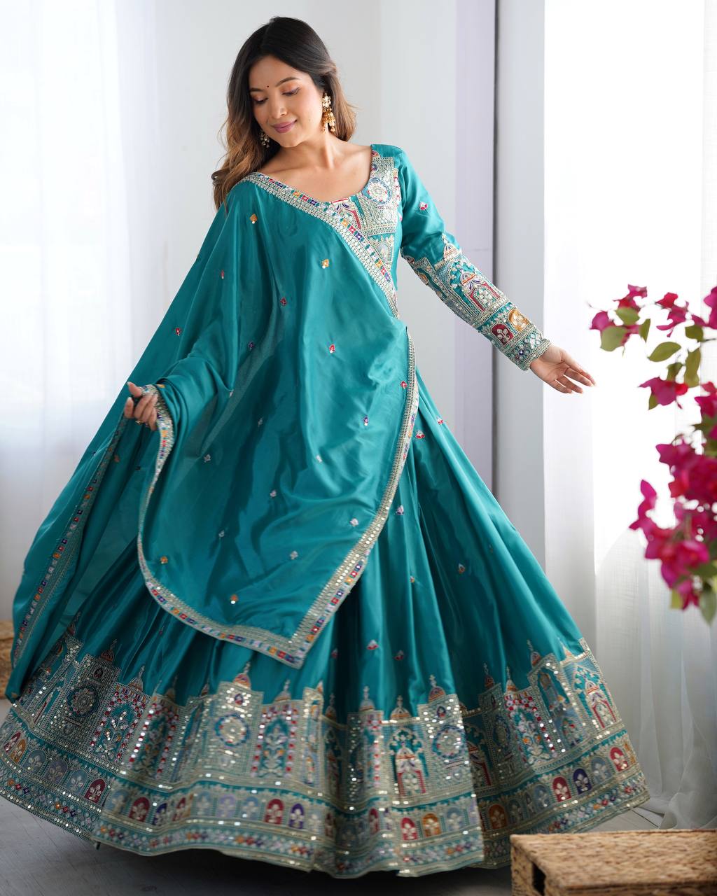 Navrang Royale Natural Crep silk Embroidered Lehenga Choli