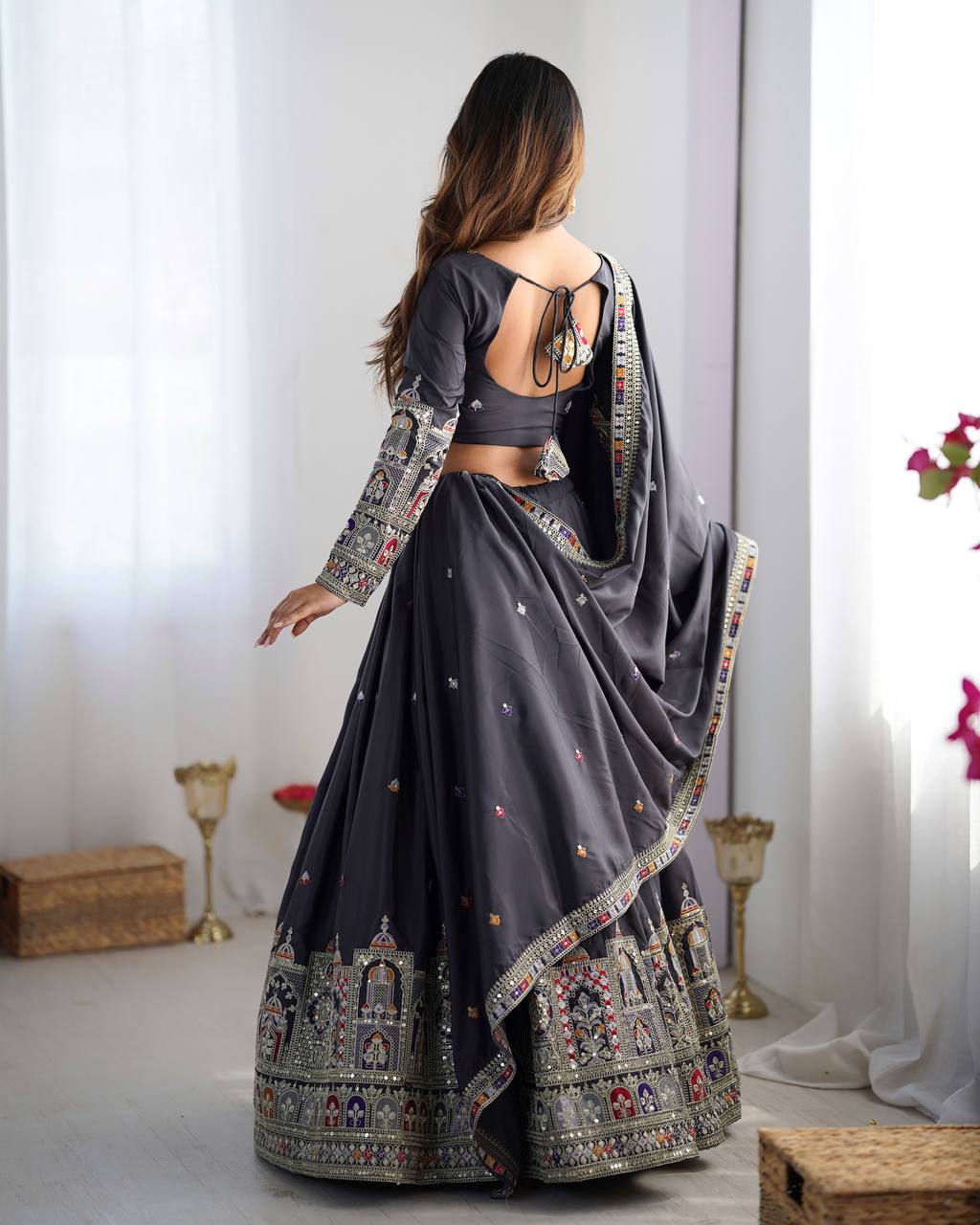 Navrang Royale Natural Crep silk Embroidered Lehenga Choli