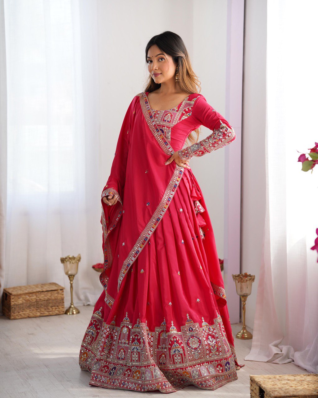 Navrang Royale Natural Crep silk Embroidered Lehenga Choli