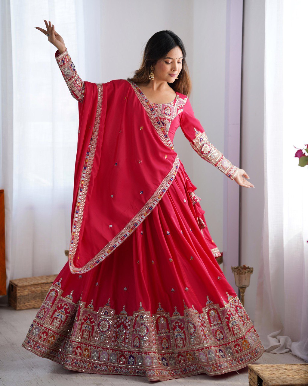 Navrang Royale Natural Crep silk Embroidered Lehenga Choli