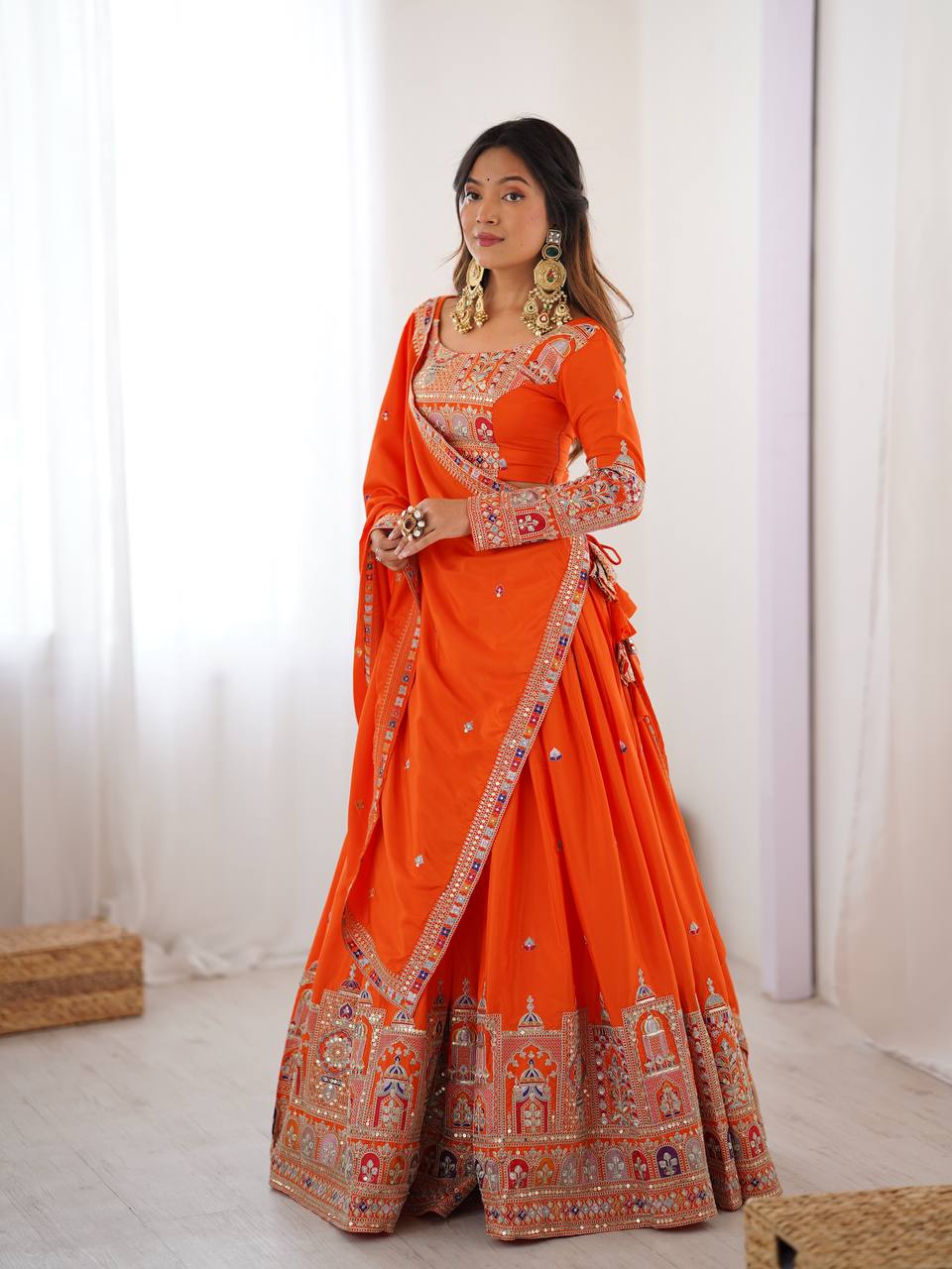 Navrang Royale Natural Crep silk Embroidered Lehenga Choli