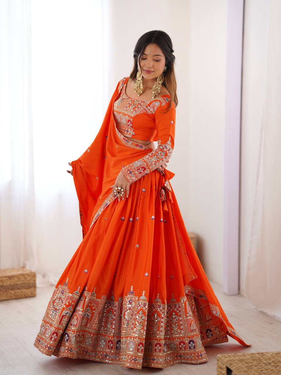 Navrang Royale Natural Crep silk Embroidered Lehenga Choli
