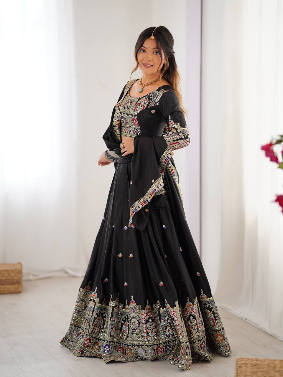 Navrang Royale Natural Crep silk Embroidered Lehenga Choli