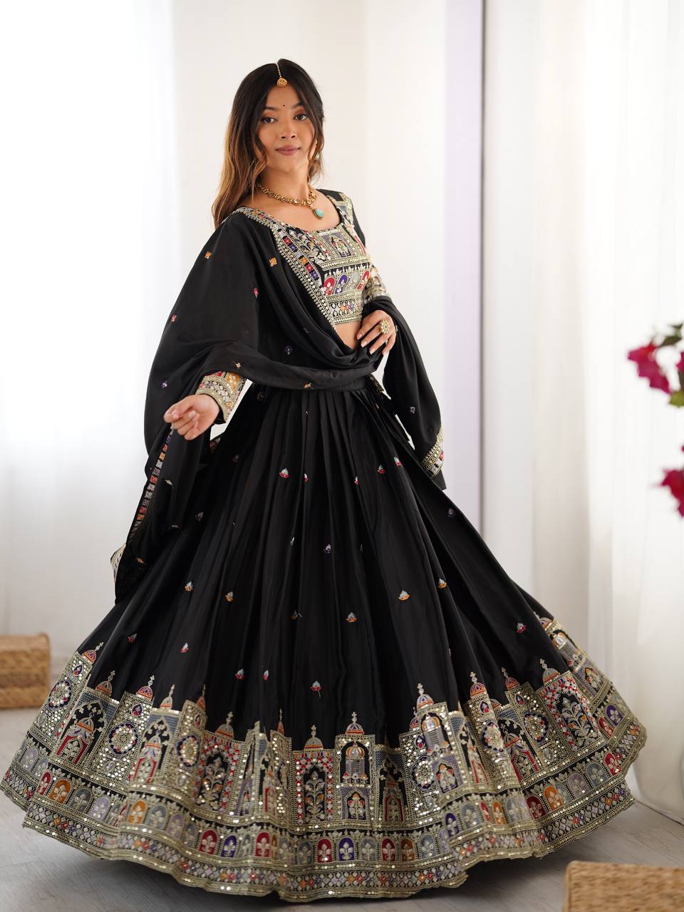 Navrang Royale Natural Crep silk Embroidered Lehenga Choli
