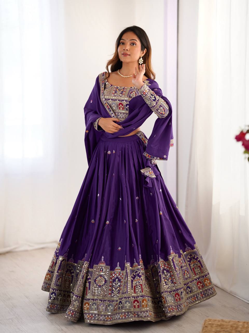 Navrang Royale Natural Crep silk Embroidered Lehenga Choli