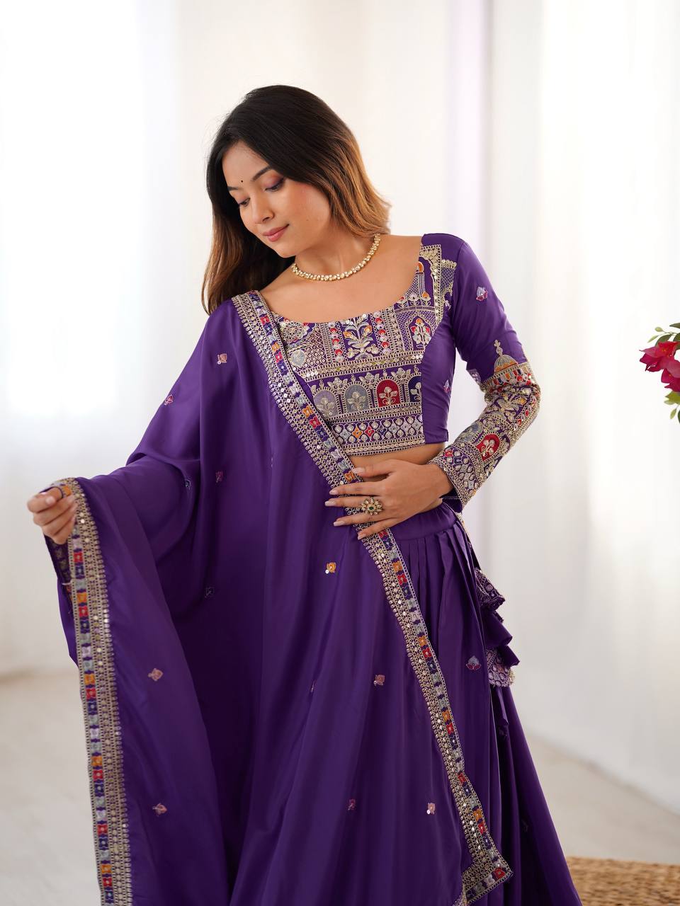 Navrang Royale Natural Crep silk Embroidered Lehenga Choli