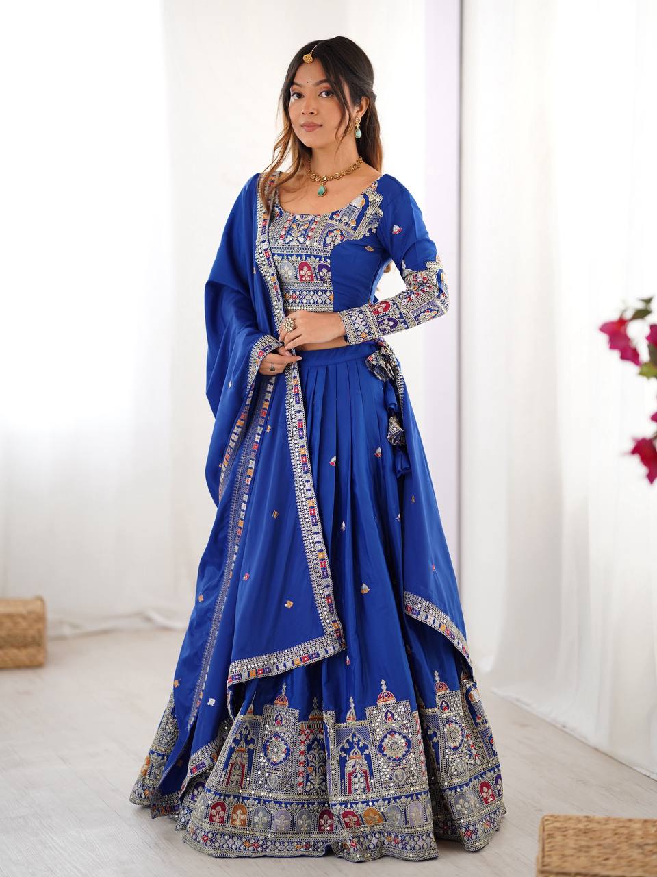 Navrang Royale Natural Crep silk Embroidered Lehenga Choli