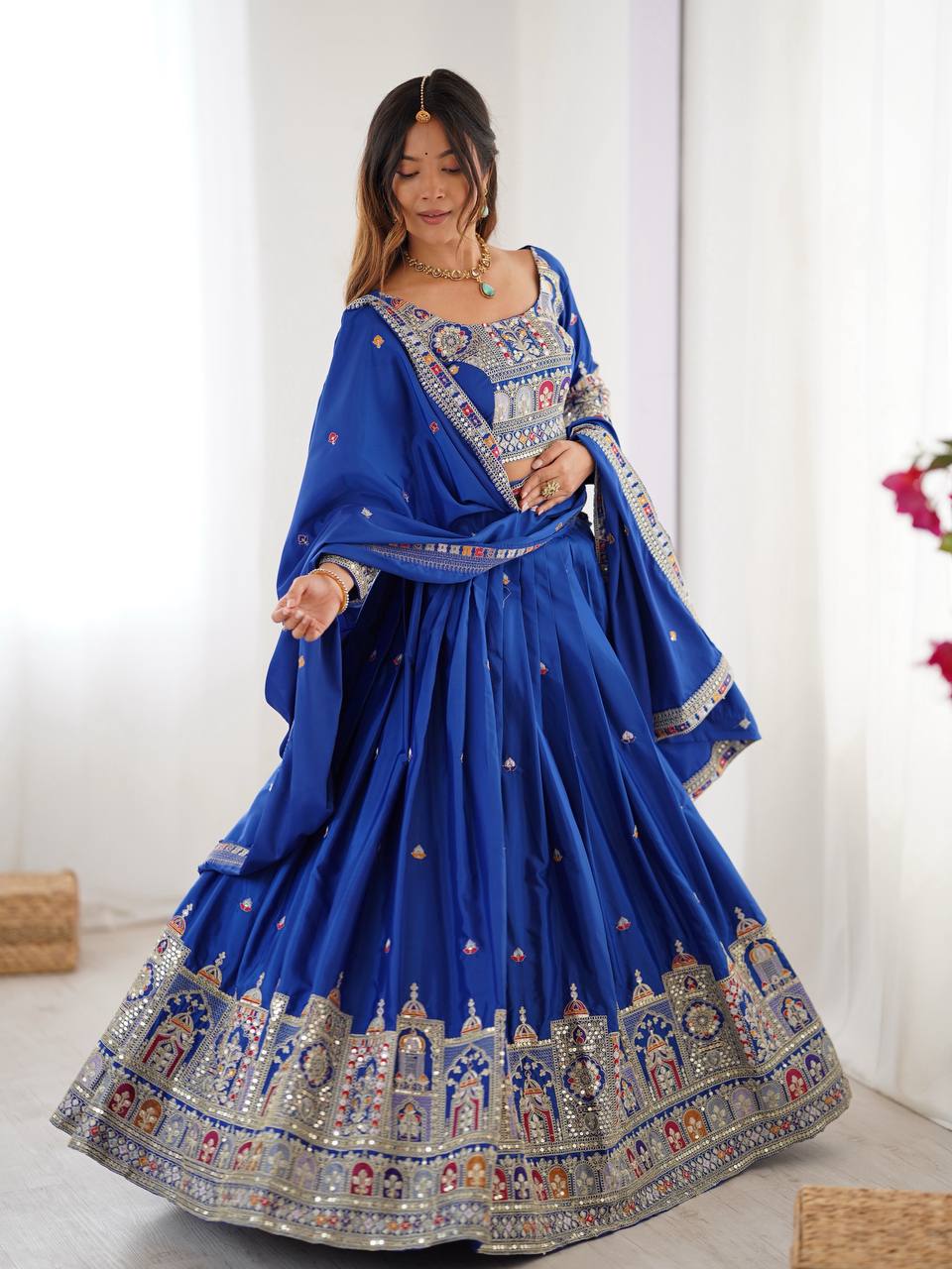 Navrang Royale Natural Crep silk Embroidered Lehenga Choli