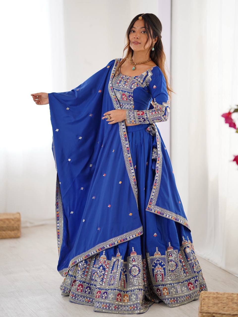Navrang Royale Natural Crep silk Embroidered Lehenga Choli