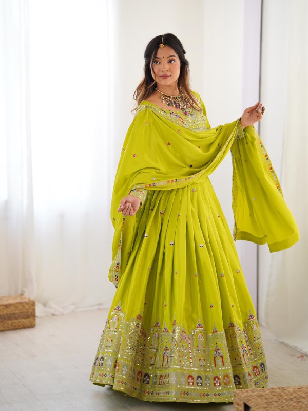 Navrang Royale Natural Crep silk Embroidered Lehenga Choli