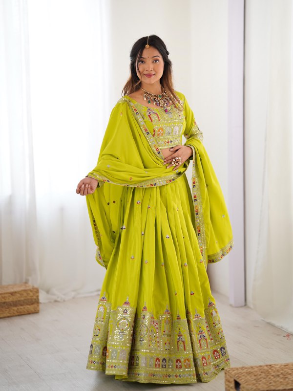 Navrang Royale Natural Crep silk Embroidered Lehenga Choli