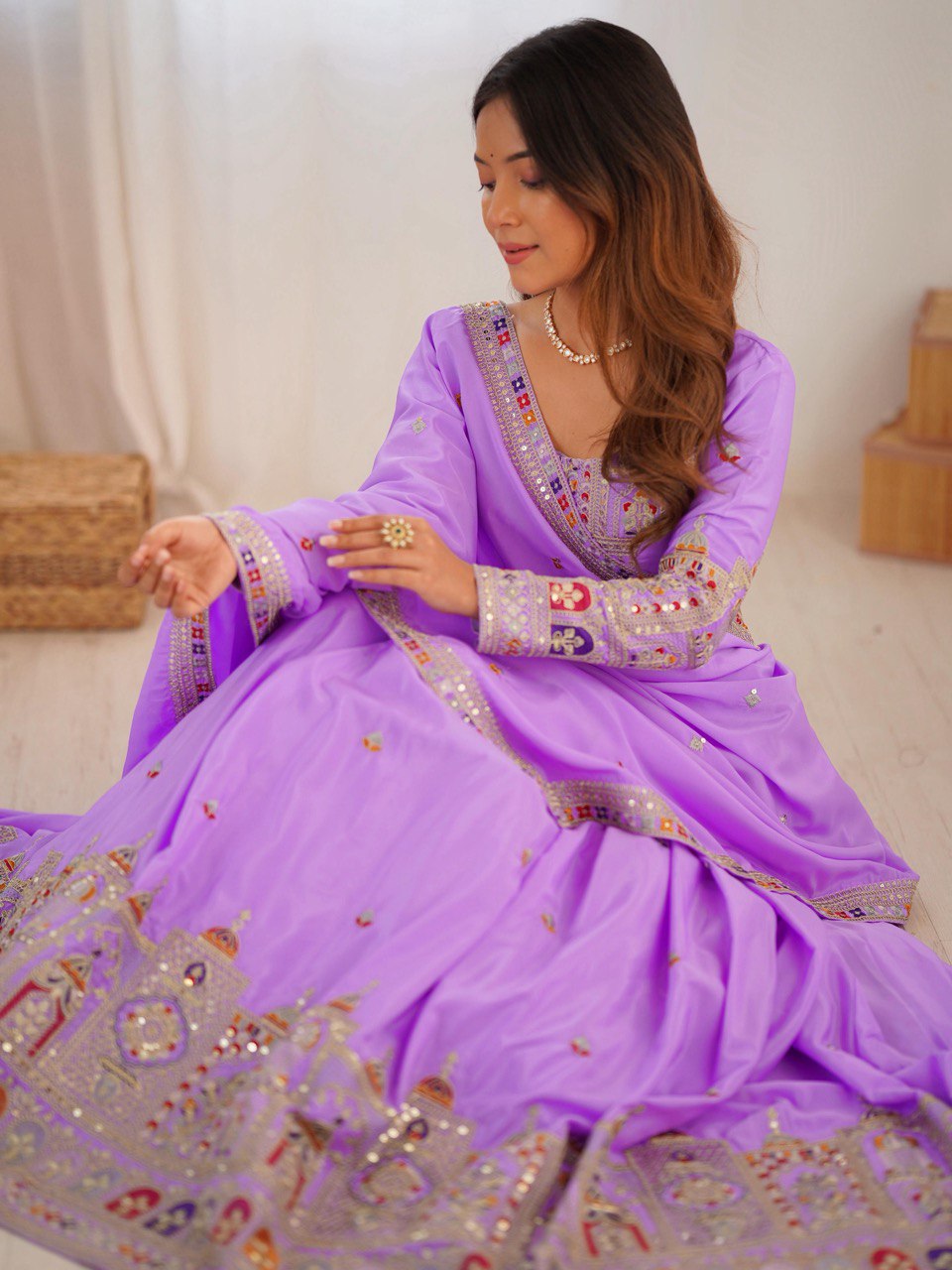 Navrang Royale Natural Crep silk Embroidered Lehenga Choli
