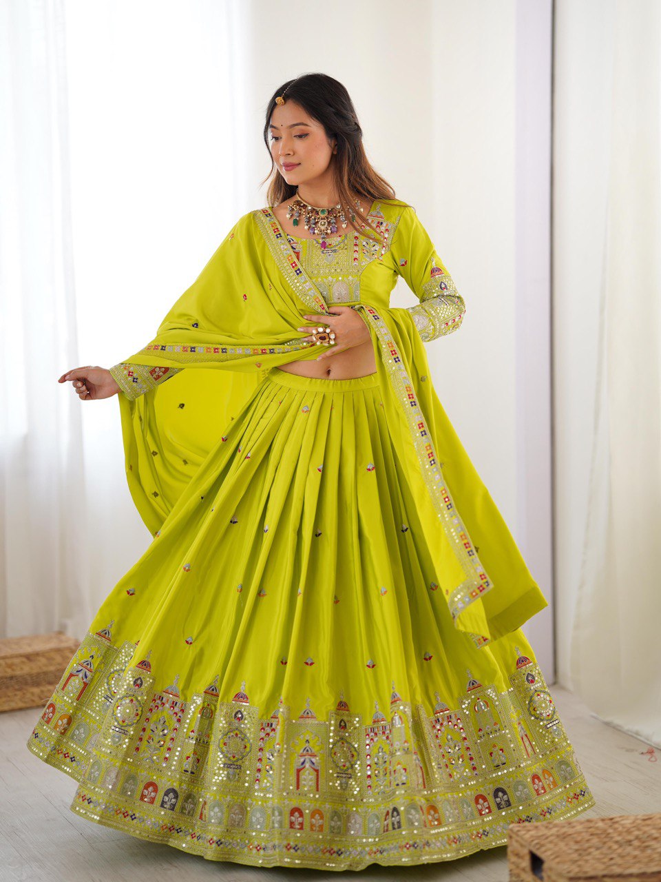 Navrang Royale Natural Crep silk Embroidered Lehenga Choli