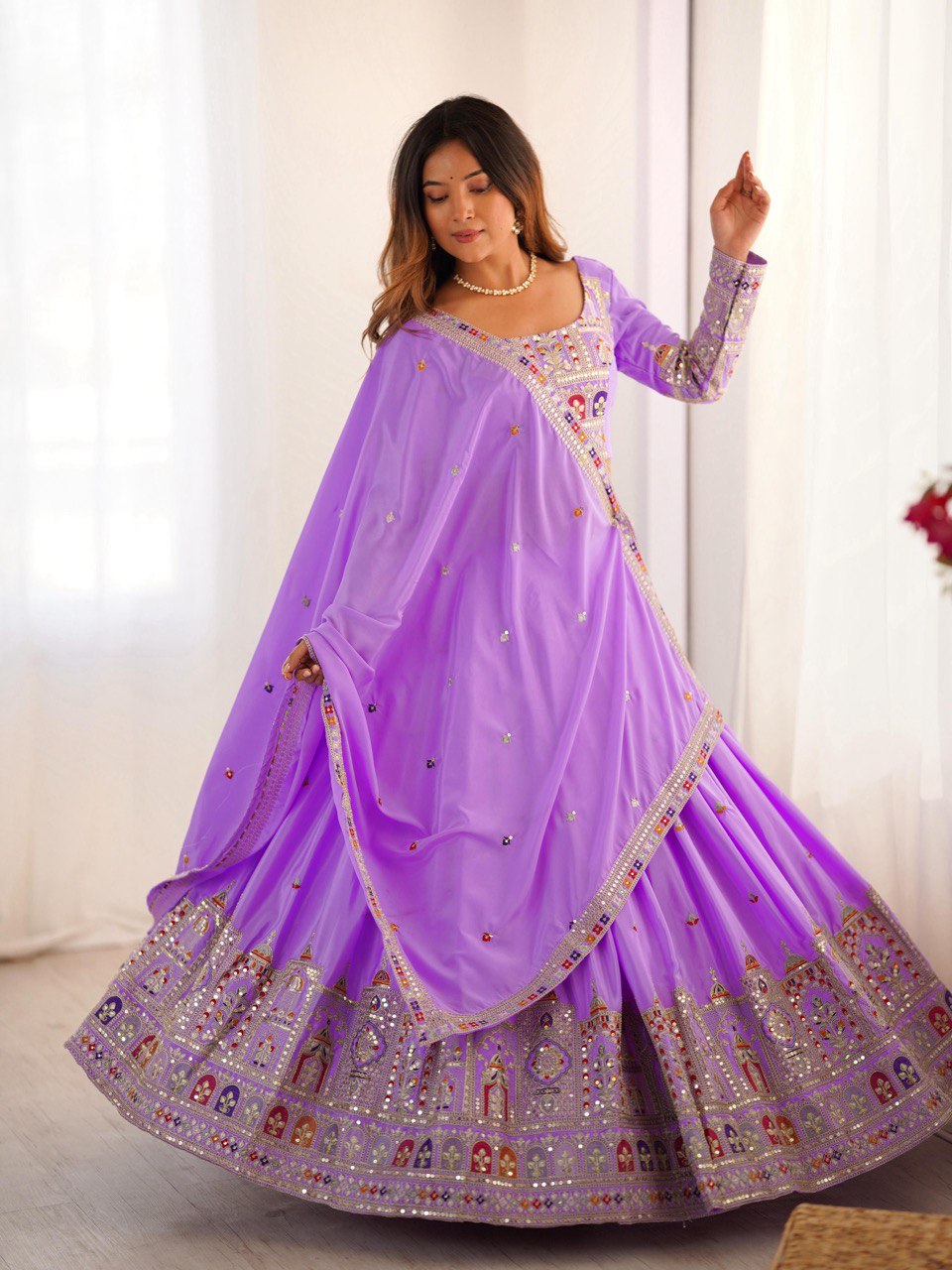 Navrang Royale Natural Crep silk Embroidered Lehenga Choli