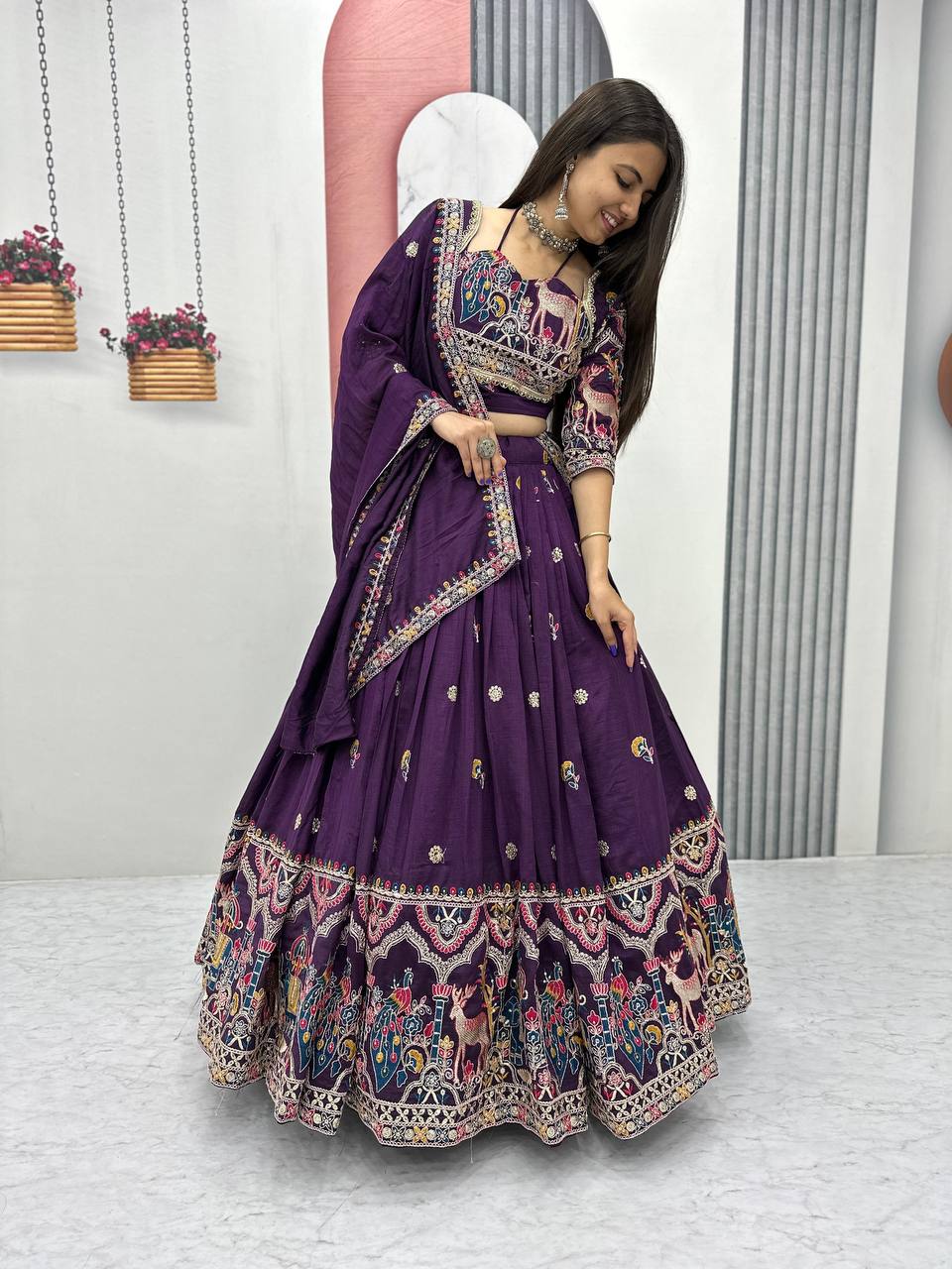 Raangriti Royal Luxe Purple Lehenga with Intricate Border Detailing