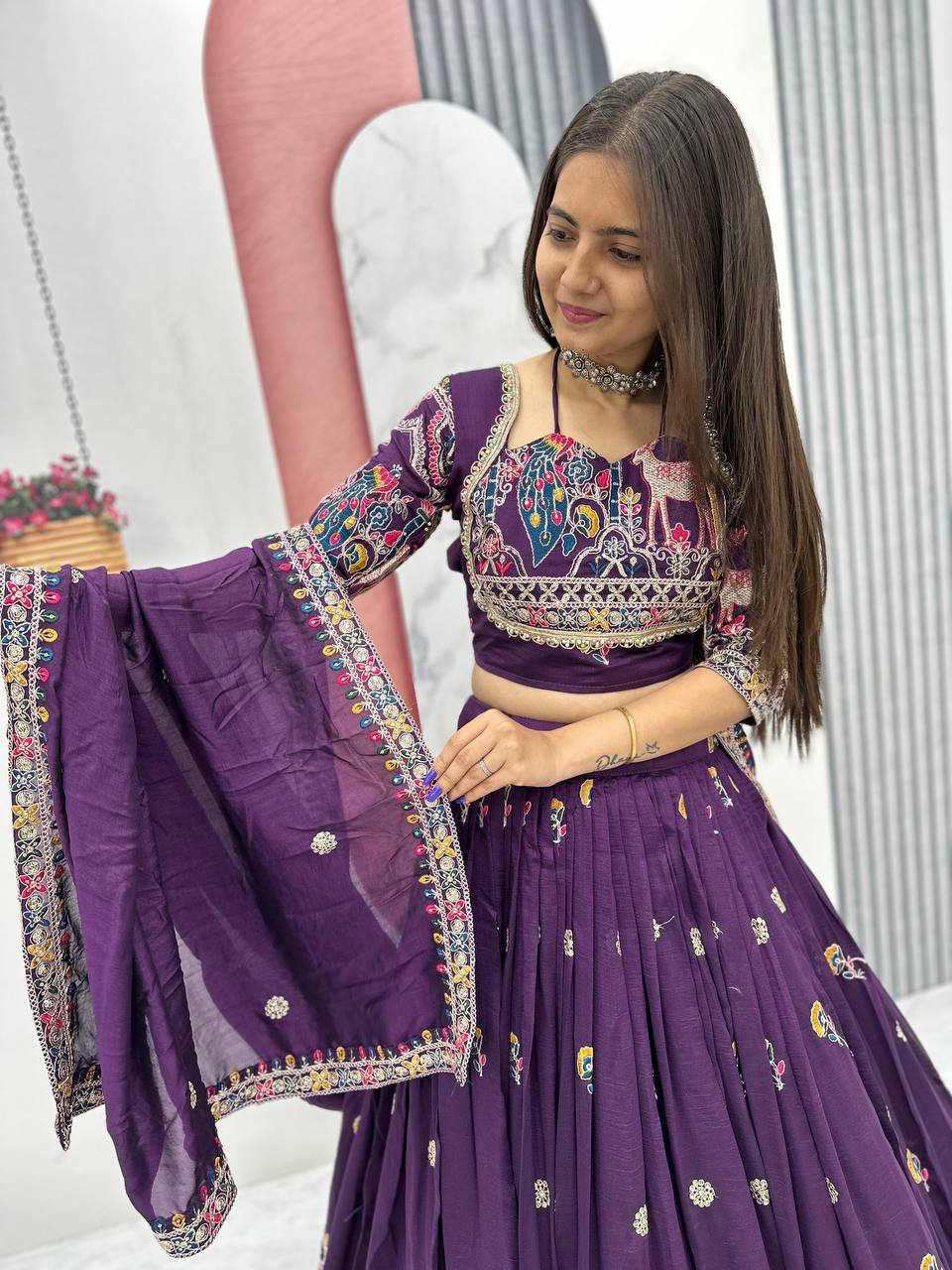 Raangriti Royal Luxe Purple Lehenga with Intricate Border Detailing