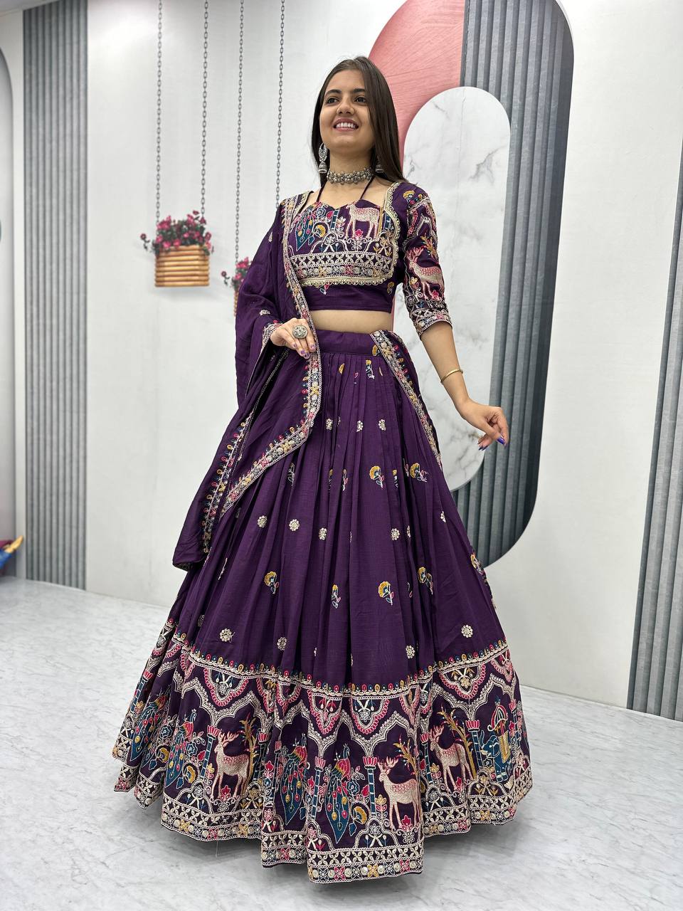Raangriti Royal Luxe Purple Lehenga with Intricate Border Detailing