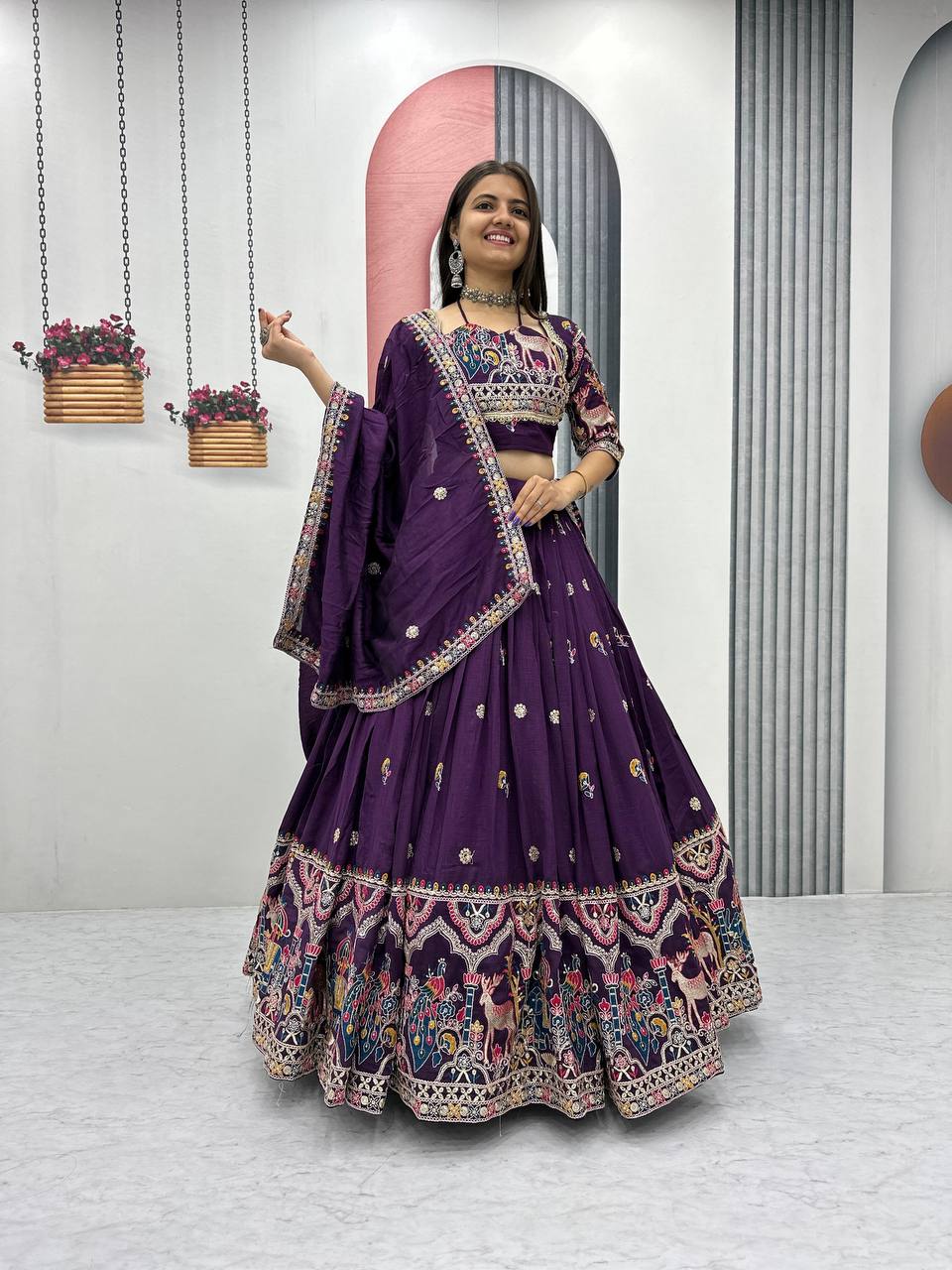 Raangriti Royal Luxe Purple Lehenga with Intricate Border Detailing