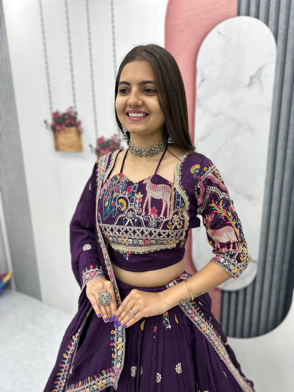 Raangriti Royal Luxe Purple Lehenga with Intricate Border Detailing