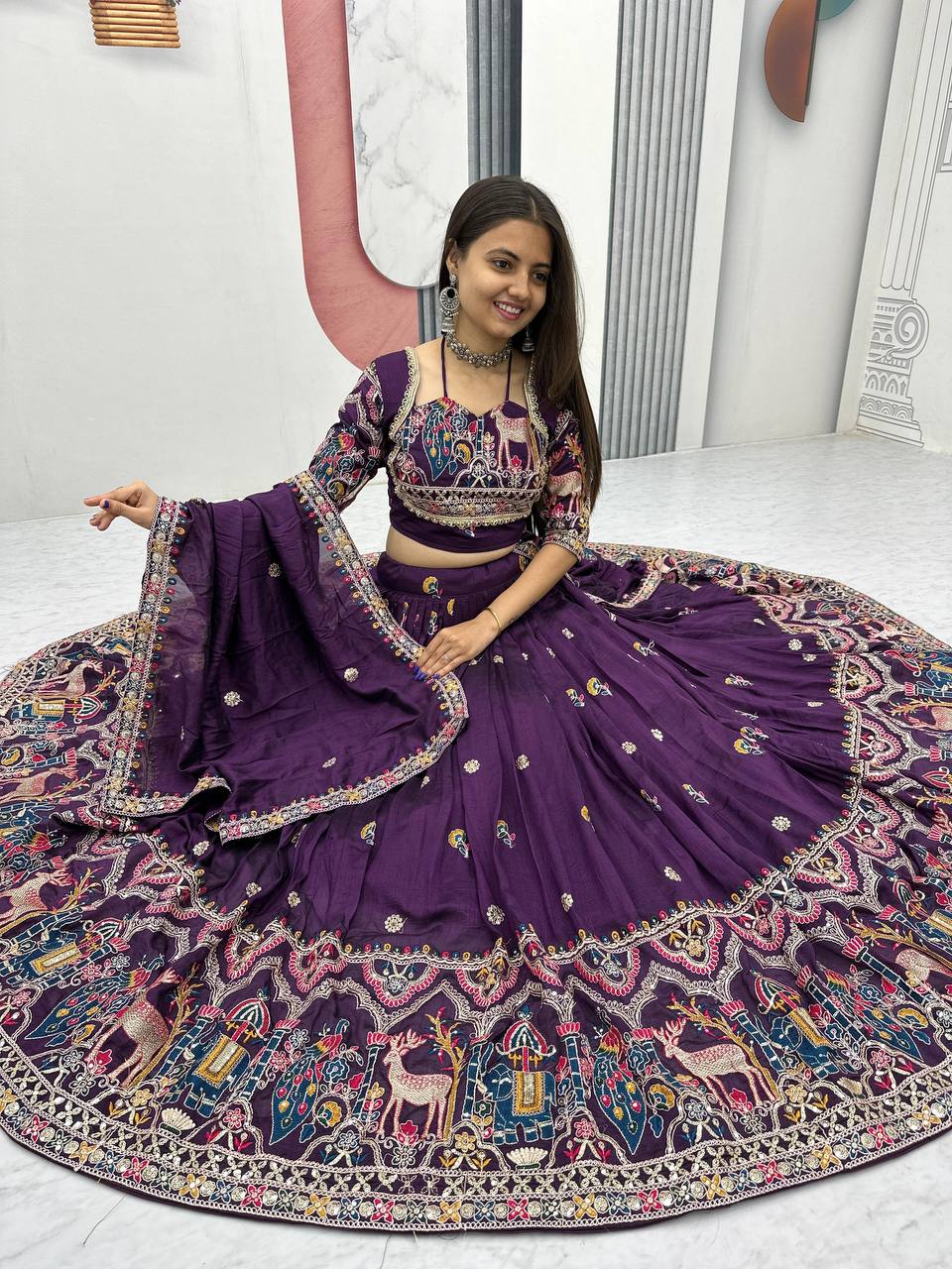 Raangriti Royal Luxe Purple Lehenga with Intricate Border Detailing