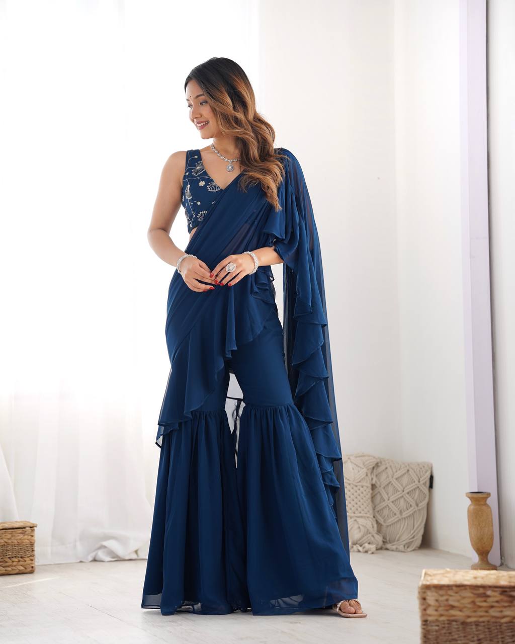 Aashna Ruffle Edition Beautiful Sharara Saree