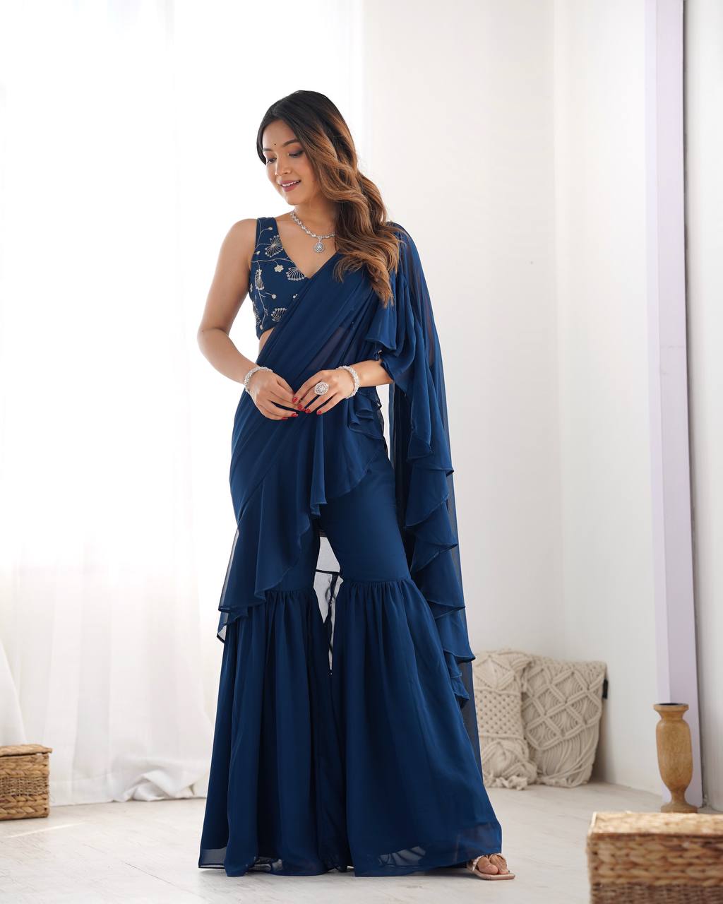 Aashna Ruffle Edition Beautiful Sharara Saree