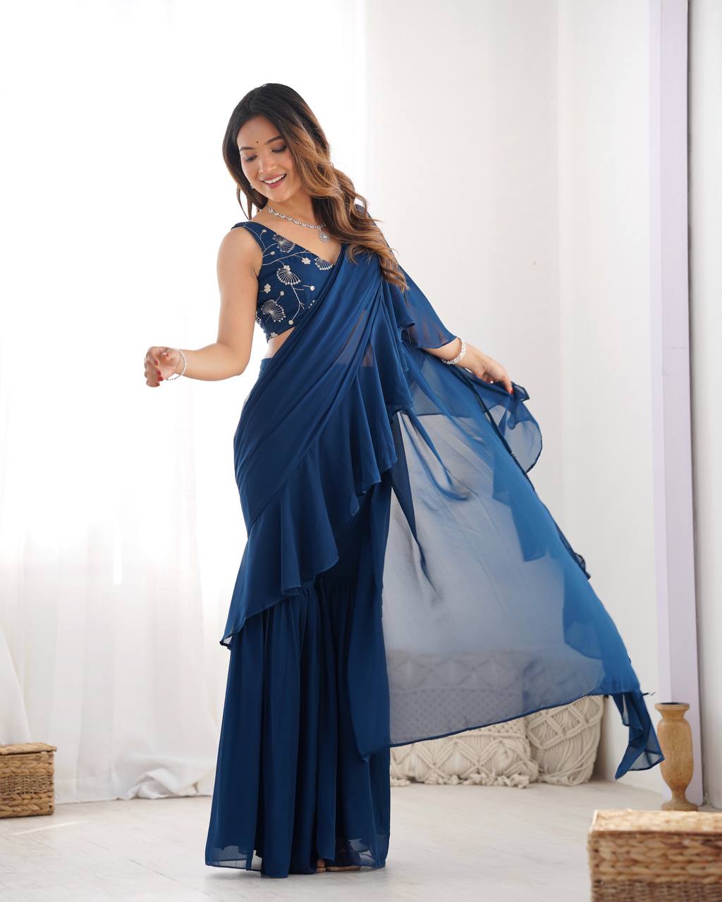 Aashna Ruffle Edition Beautiful Sharara Saree