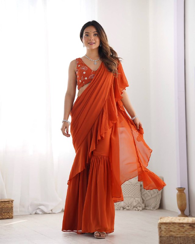 Aashna Ruffle Edition Beautiful Sharara Saree