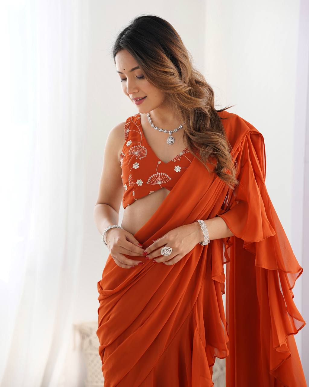 Aashna Ruffle Edition Beautiful Sharara Saree