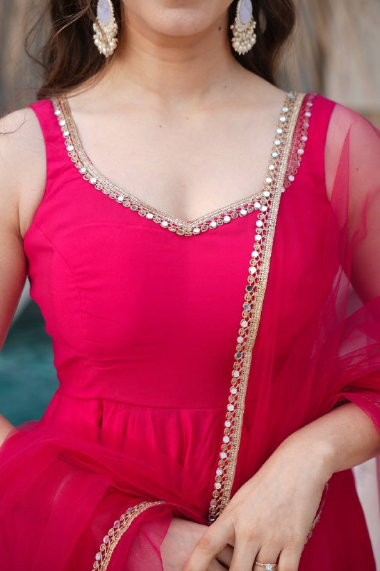 Aurelia Pink Blush Bloom Romansilk Chanderi Anarkali suit