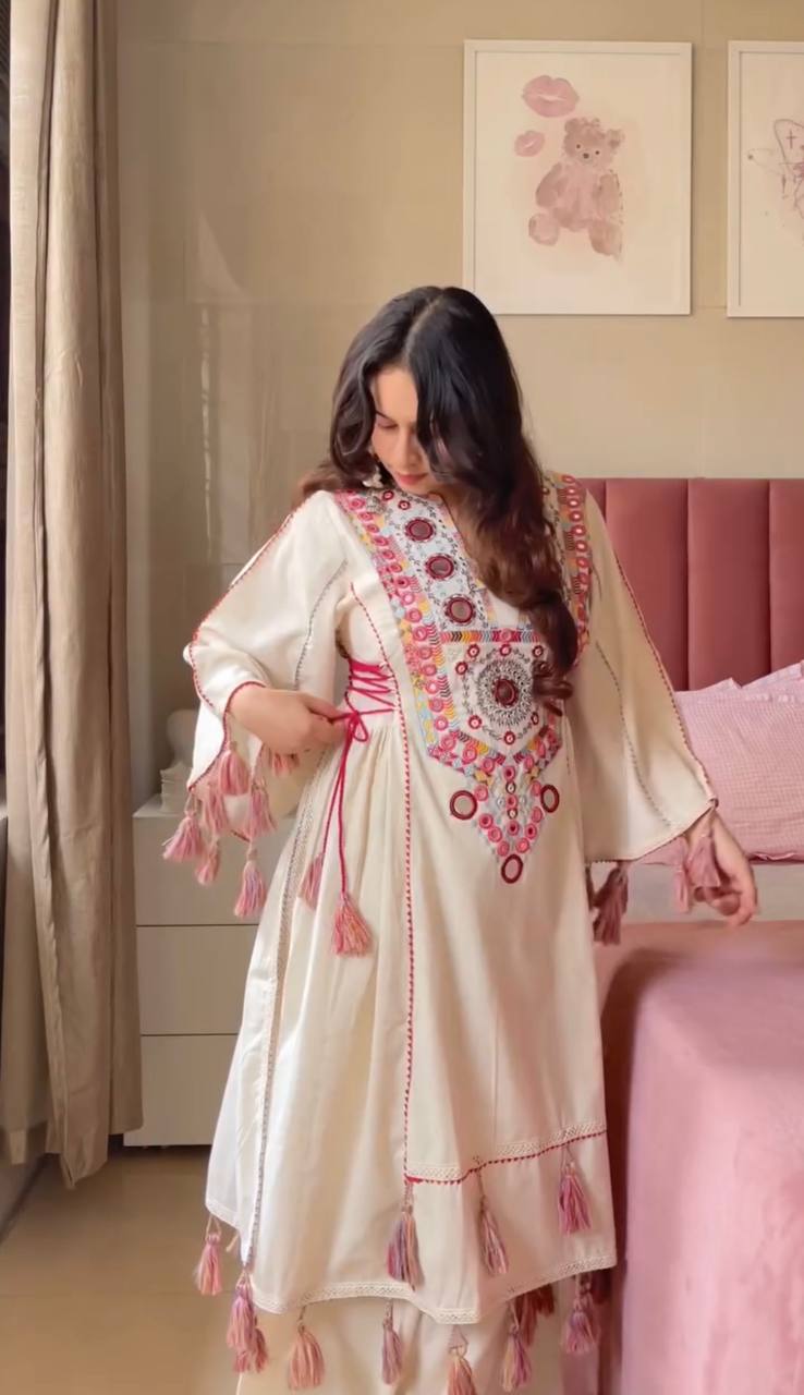 Rakhi Special Premium Designer Pure Cotton Kurta with Palazzo