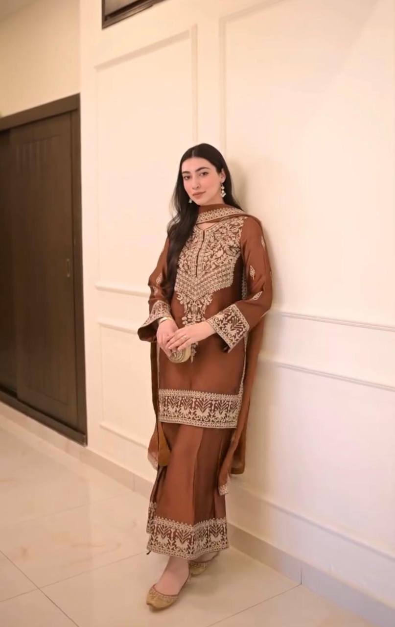 Mahira Royal Heavy Embroidered Kurta Palazzo Set