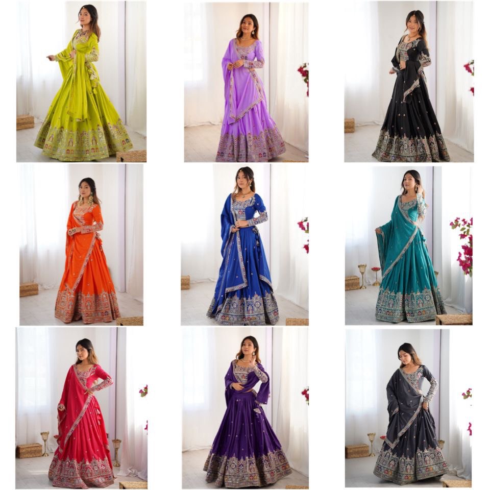 Navrang Royale Natural Crep silk Embroidered Lehenga Choli