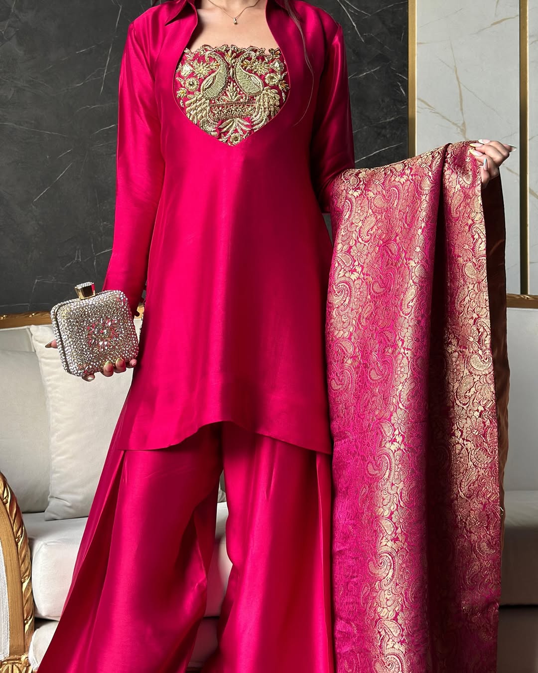 Meher Designer Embroidery Sharara Suit