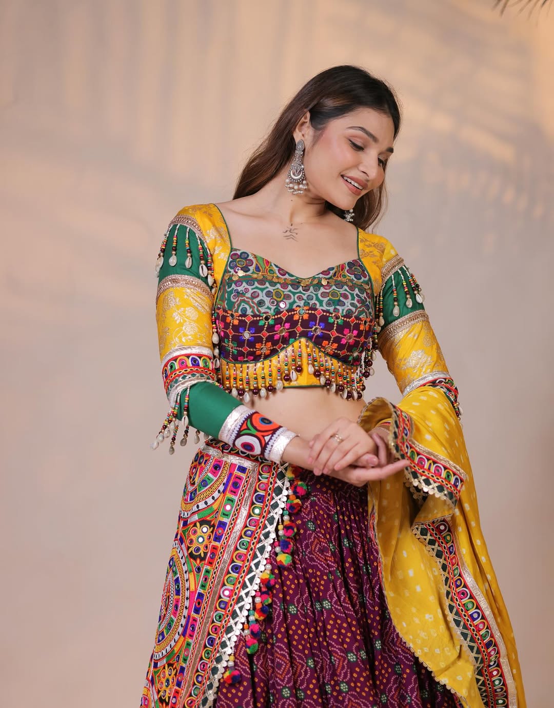 Garba Queen Kutchi Mirror Work Cotton Navratri Lehenga Choli