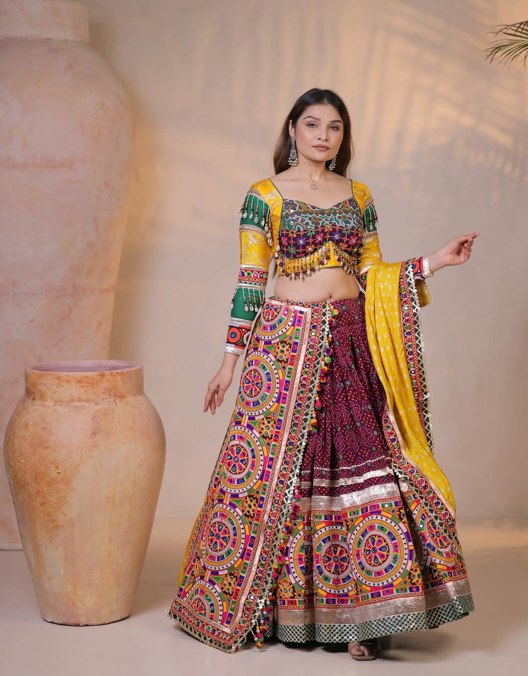 Garba Queen Kutchi Mirror Work Cotton Navratri Lehenga Choli