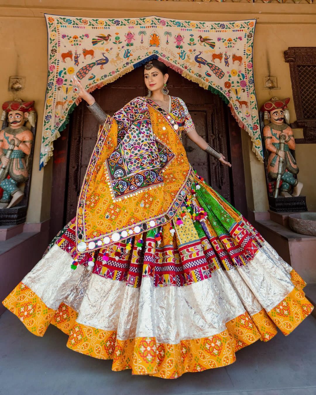Riya Mirror Work With Silver Jari Gota Soft Butter Silk Lehenga Choli