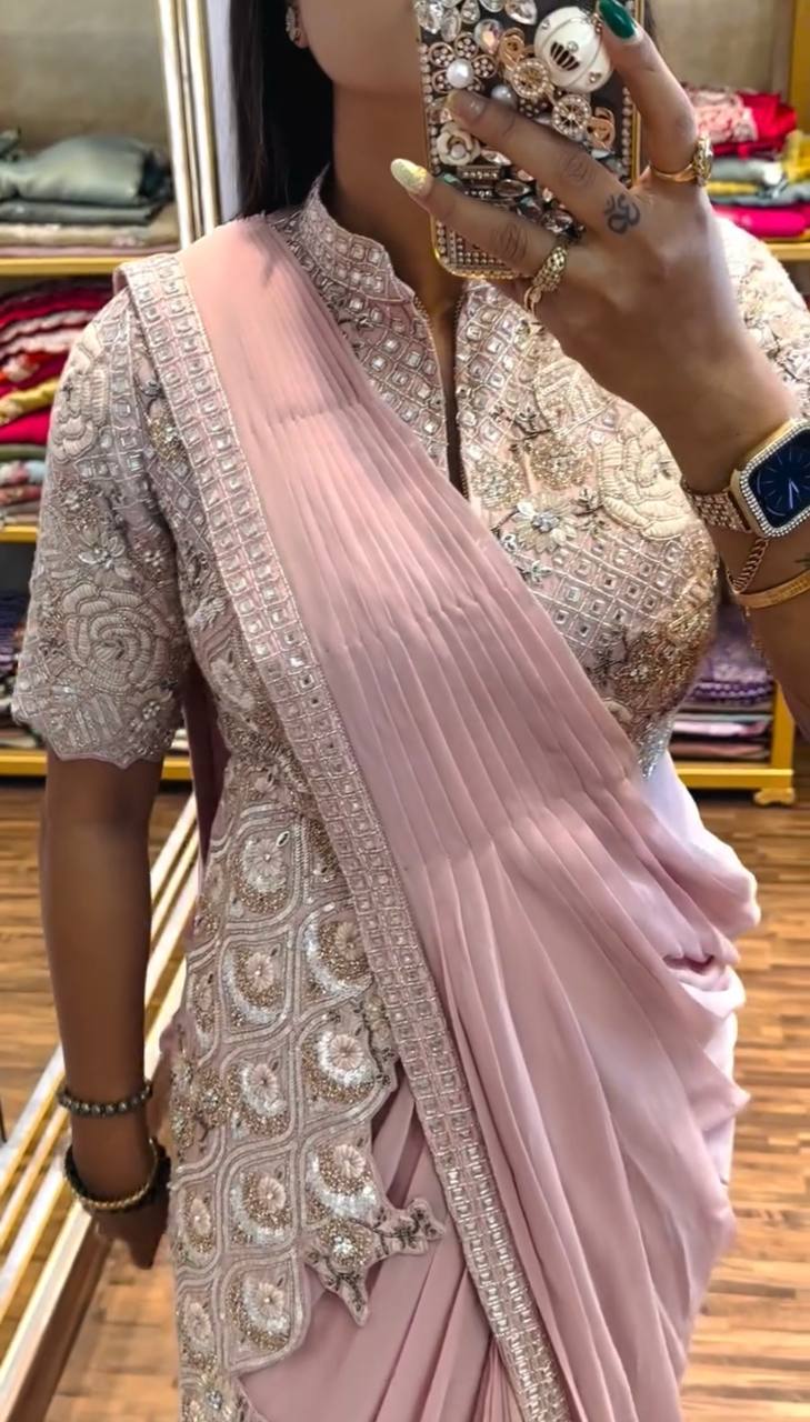 Sitara Trending Ready To Wear Stylist Blouse Drape Saree