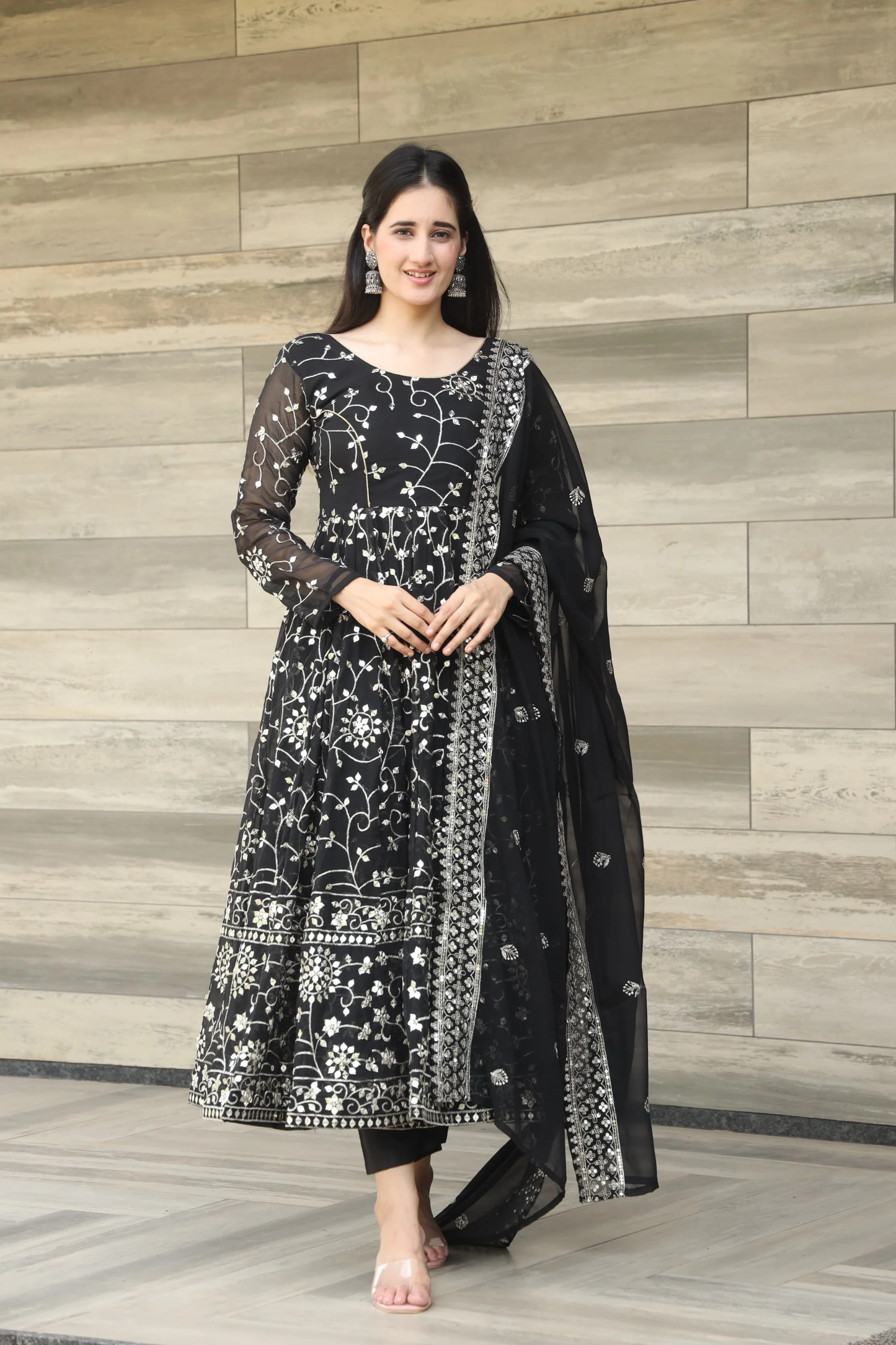 DAMINI'S BLACK COLOURED ANARKALI SUIT SET TD-03