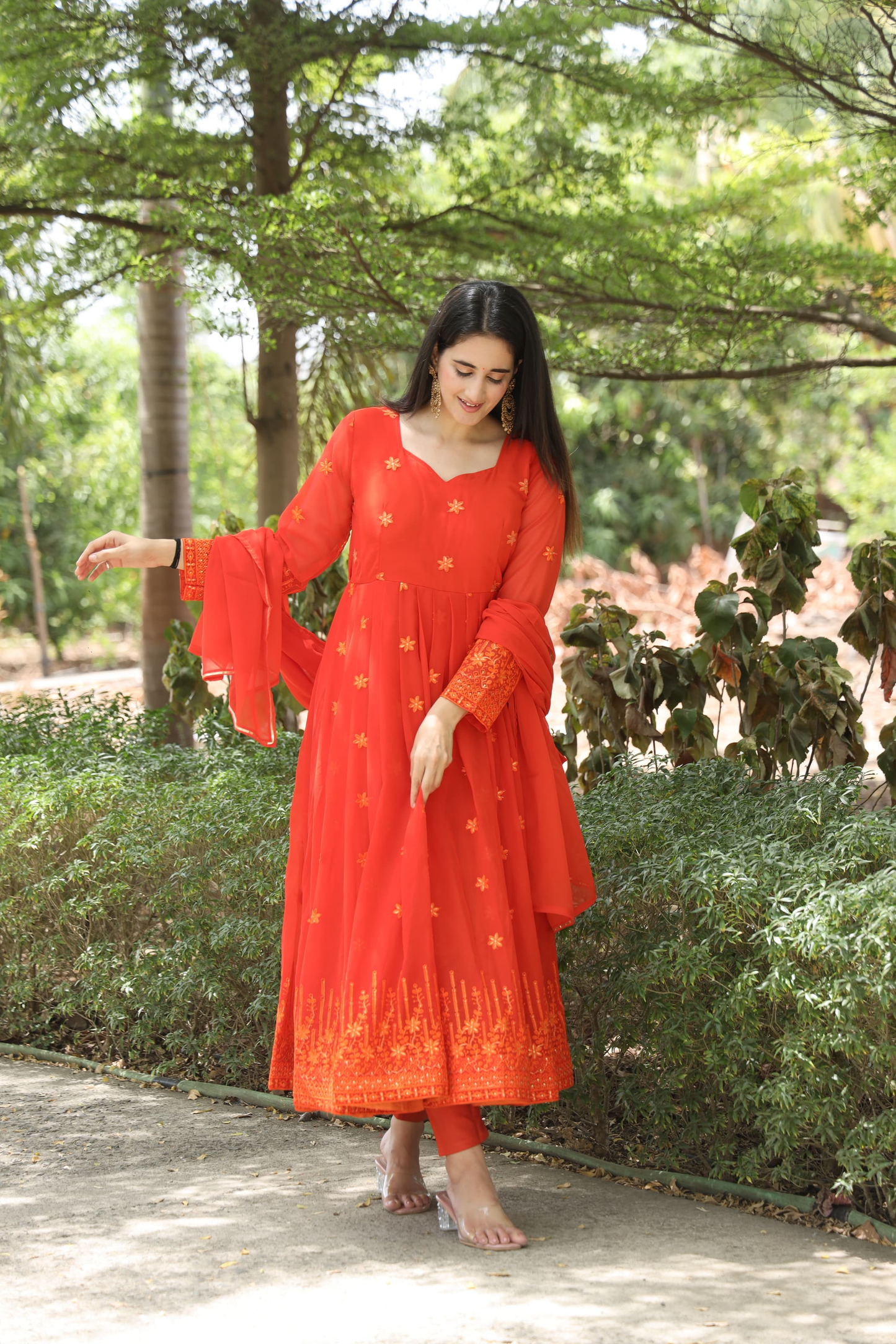 KESHVI'S ORANGE COLOURED ANARKALI SUIT SET TD-05