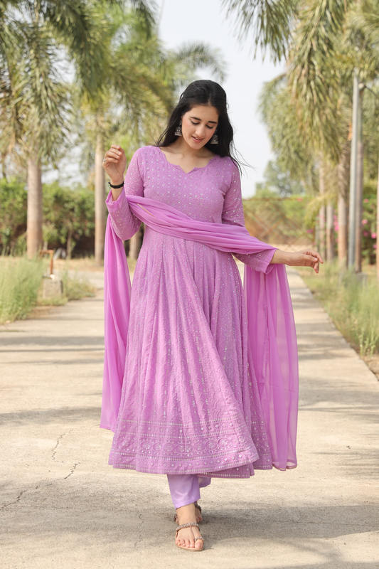 AADHYA PURPLE ANARKALI SUIT SET TD-01