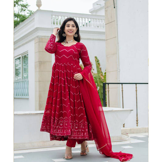 MADHURI MAROON COLOURED ANARKALI SUIT SET - TD-6016