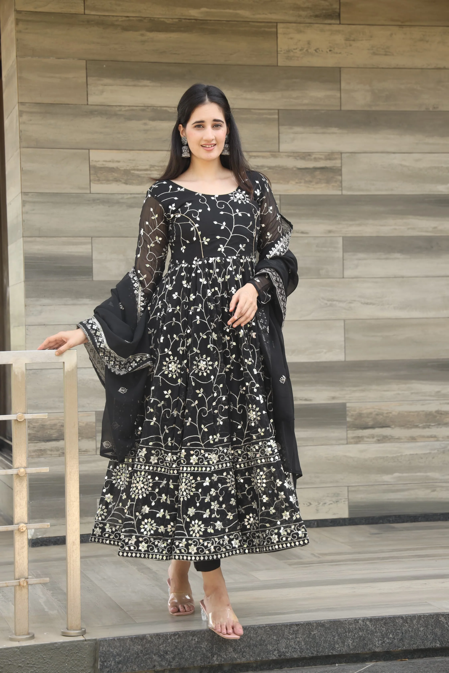 DAMINI'S BLACK COLOURED ANARKALI SUIT SET TD-03