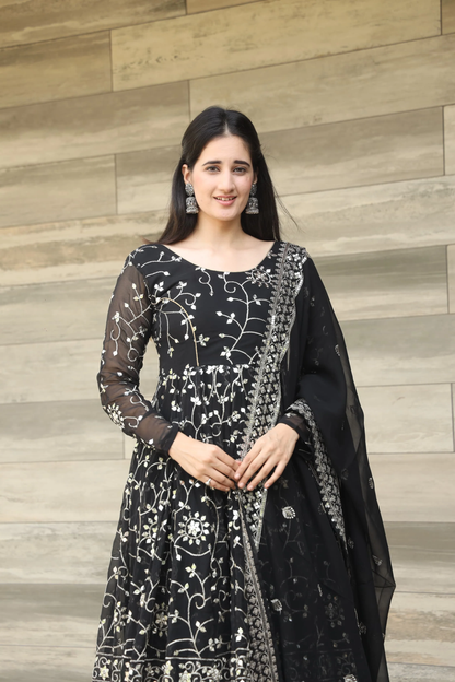 DAMINI'S BLACK COLOURED ANARKALI SUIT SET TD-03