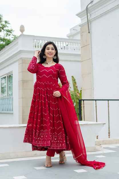 MADHURI MAROON COLOURED ANARKALI SUIT SET - TD-6016