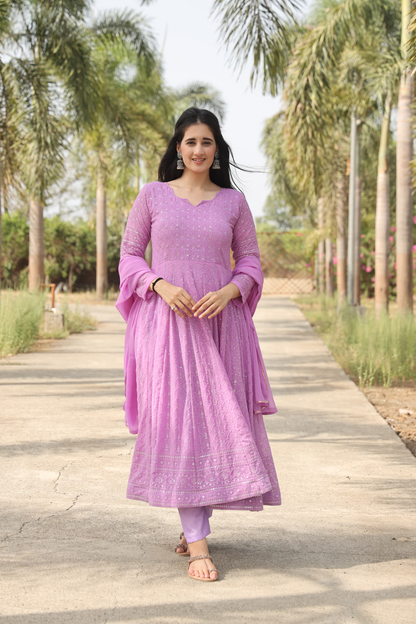 AADHYA PURPLE ANARKALI SUIT SET TD-01