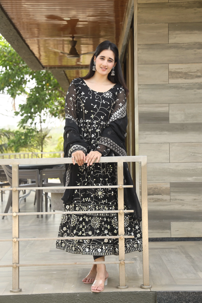 DAMINI'S BLACK COLOURED ANARKALI SUIT SET TD-03