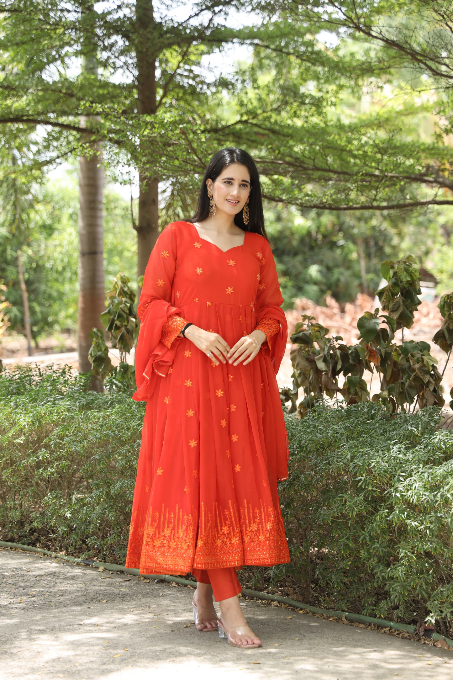 KESHVI'S ORANGE COLOURED ANARKALI SUIT SET TD-05