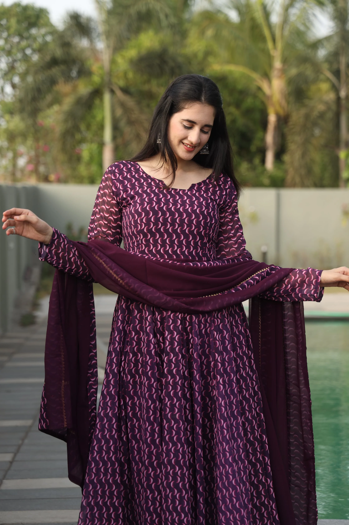 DHARANI'S WINE COLOURED ANARKALI SUIT SET TD-12