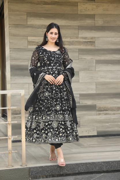 DAMINI'S BLACK COLOURED ANARKALI SUIT SET TD-03